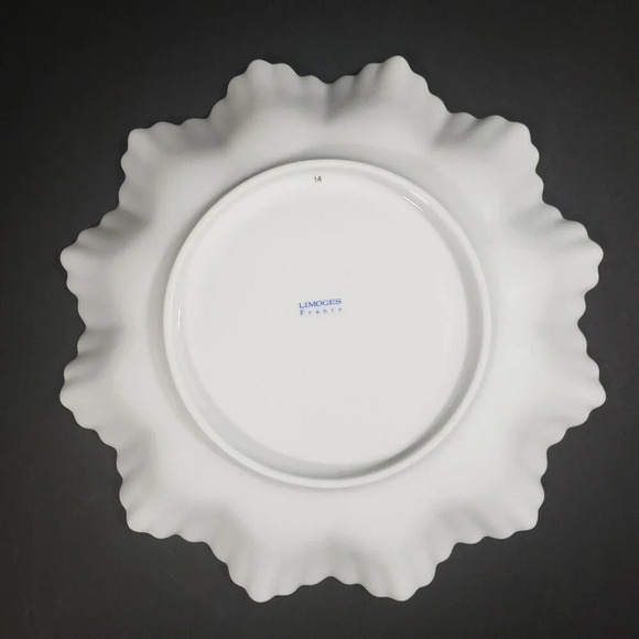 LIMOGES France White Plate Purple Flowers Edge 8"  Serving Decorative Plate Bowl - Picture 2 of 7